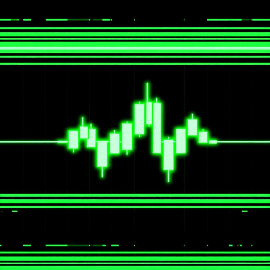Candlestick patterns in terminal green phosphor style